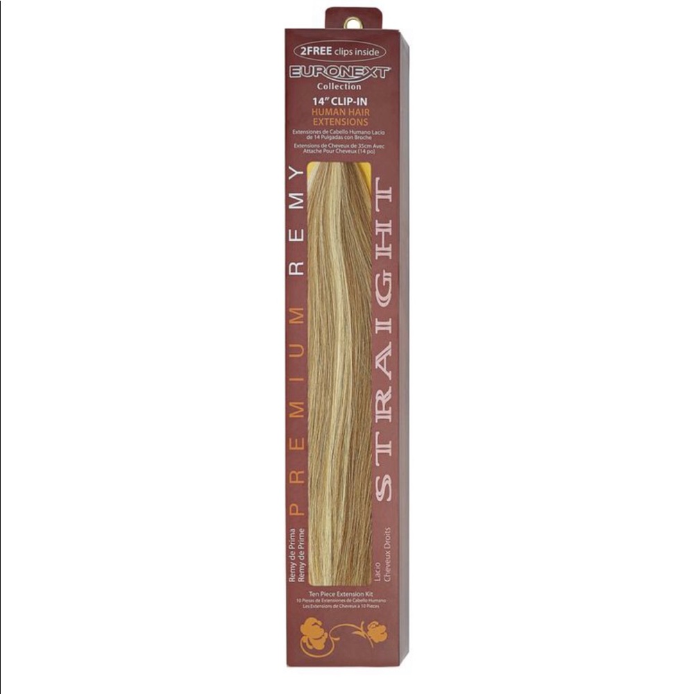 Euronext human hair blonde 18” clipin extensions
